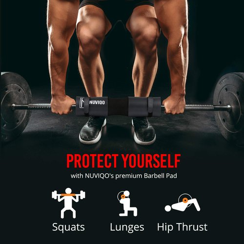 Barbell Pad Squat Pad for Lunges and Squats - Hip Thrust Pad for Standard and Olympic Bars - Provides Cushion to Neck and Shoulders While Training
