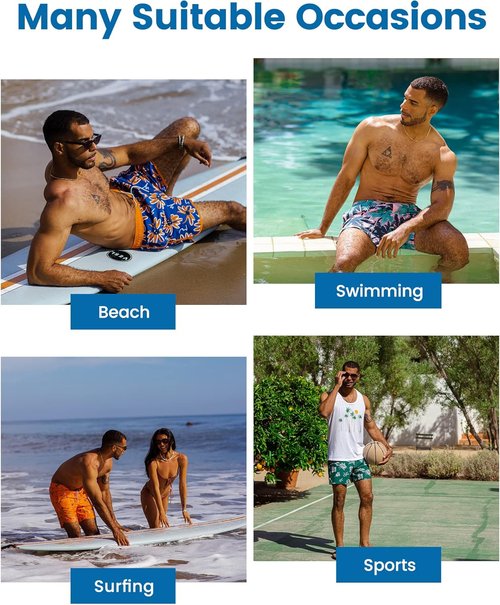 Maamgic Men's 2-in-1 Swim Trunks - 7 Inch Board Shorts for Comfort & Style