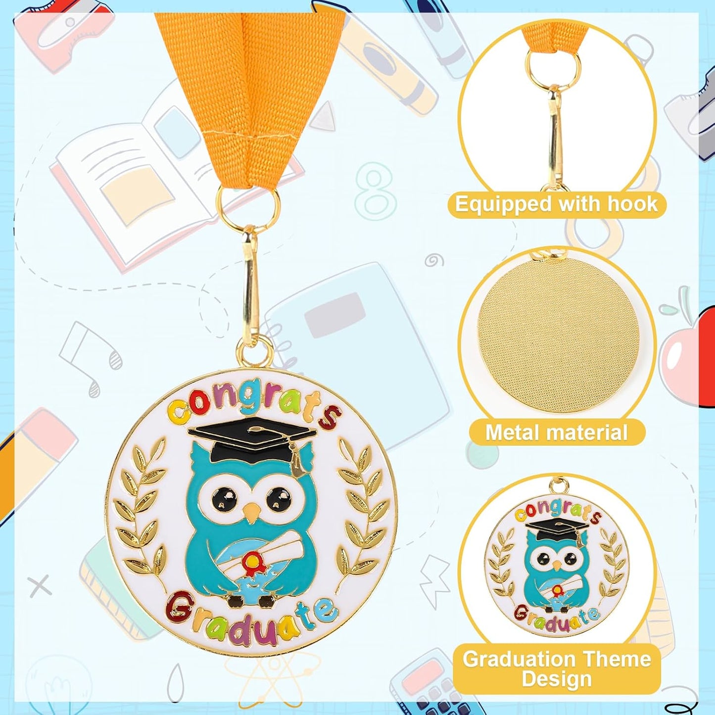 Regine Switzerland Kindergarten Graduation Medal - 2 Metal Medals with Neck Ribbon for Kids