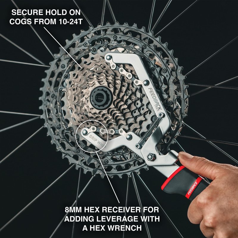 FEEDBACK SPORTS Grip Chain Whip Bike Cassette Removal Tool | Fits All 5-13 Speed Cogsets (SRAM, Shimano, Campagnolo) | for Bicycle Maintenance & Repair