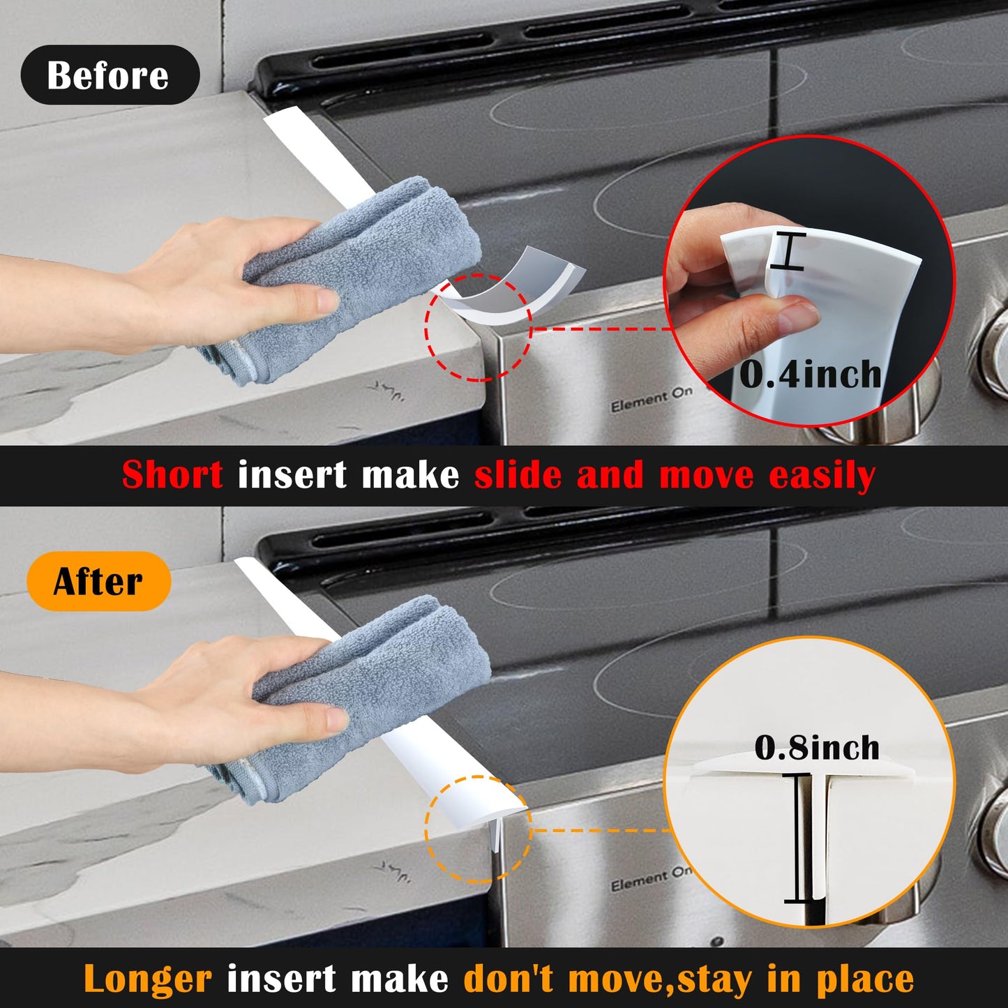 KindGa Stove Gap Covers, Silicone Counter Gap Filler for Stove, 30 Inches for 0.2-1 inch Gap,Seal Spills between Appliances Countertop Furniture Stoves Ovens(Set of 2, White)