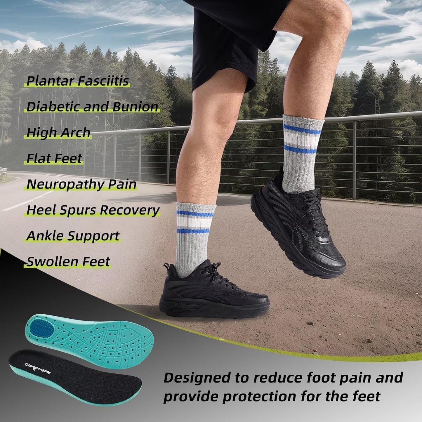 Skiennix Men's Orthopedic Running Shoes - Comfortable Arch Support for Diabetic Feet | Casual Sneakers for Pain Relief