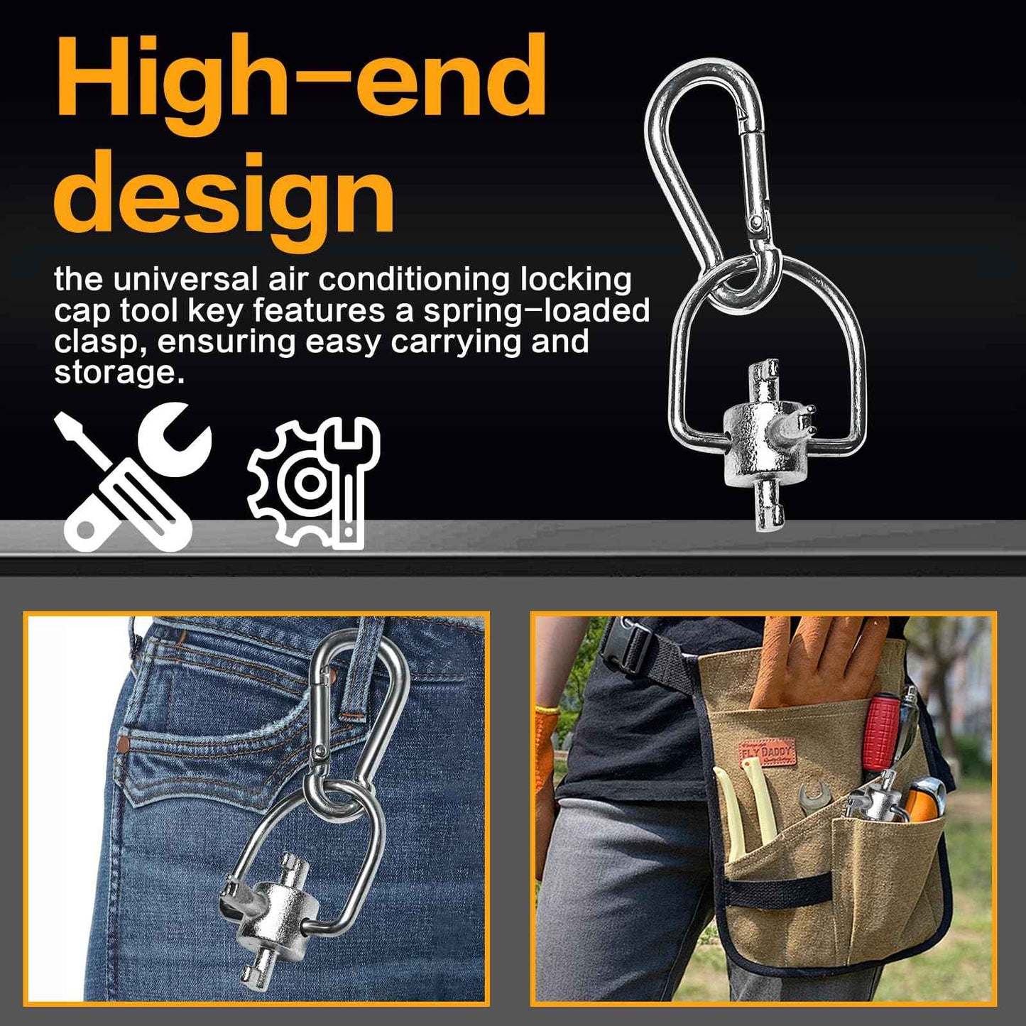 Bitbat HVAC Tools Locking Cap Keys 2-Pack for R22 and 410A Refrigerants, Multi-Function Triple Key Tool for Vacuum Caps, Tamper-Resistant, Essential HVAC Service Hand Tools