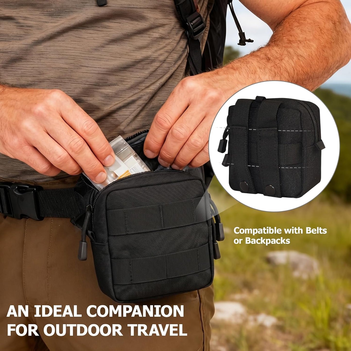 Skiennix Mini Tactical Molle Pouch - Compact Utility Tool Organizer | 2 Pack, Versatile Design