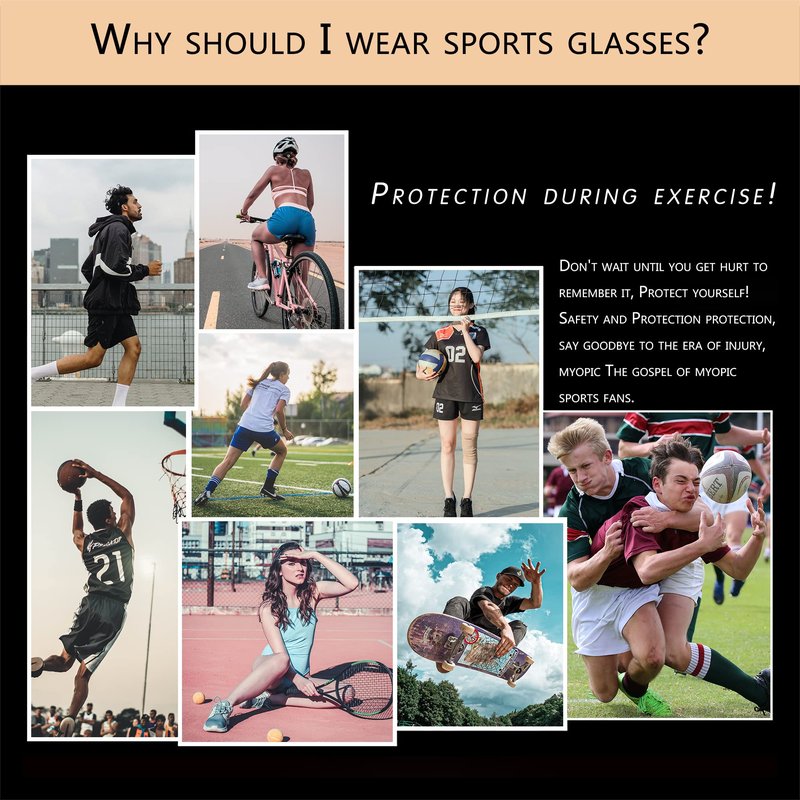 SooGree Squash Goggles, Racquetball Goggles, Safety Glasses for Womens Men, Windproof Outdoor Eyewear, Baseball Running Sports Cycling Goggles