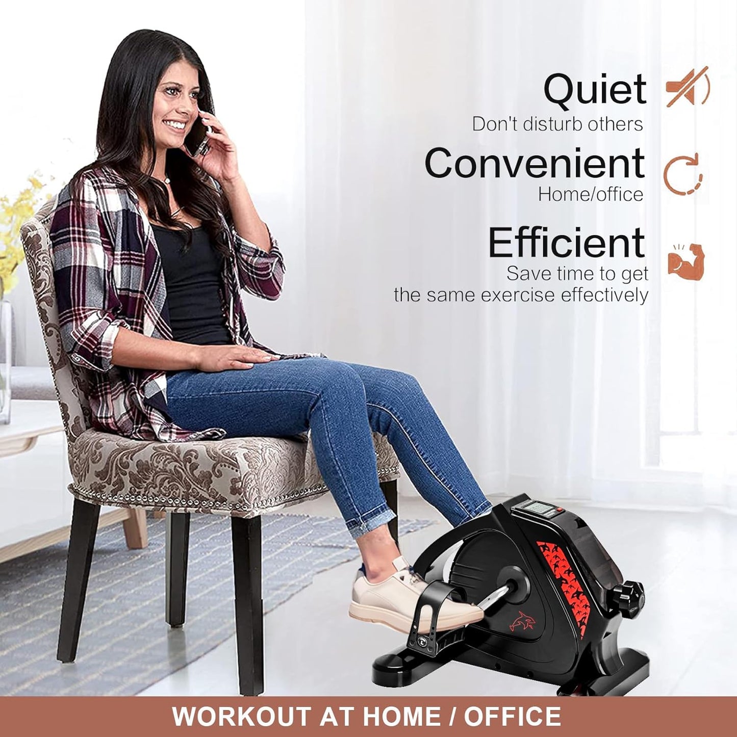 Skiennix Heavy-Duty Pedal Exerciser - Under Desk Mini Stationary Bike with LCD Display for Home Office Workouts