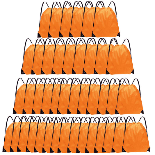 Grneric Drawstring Backpack Bulk 42 Pcs String Backpack Drawstring Bags Cinch Bag Sackpack for Men Women Gym (Orange)