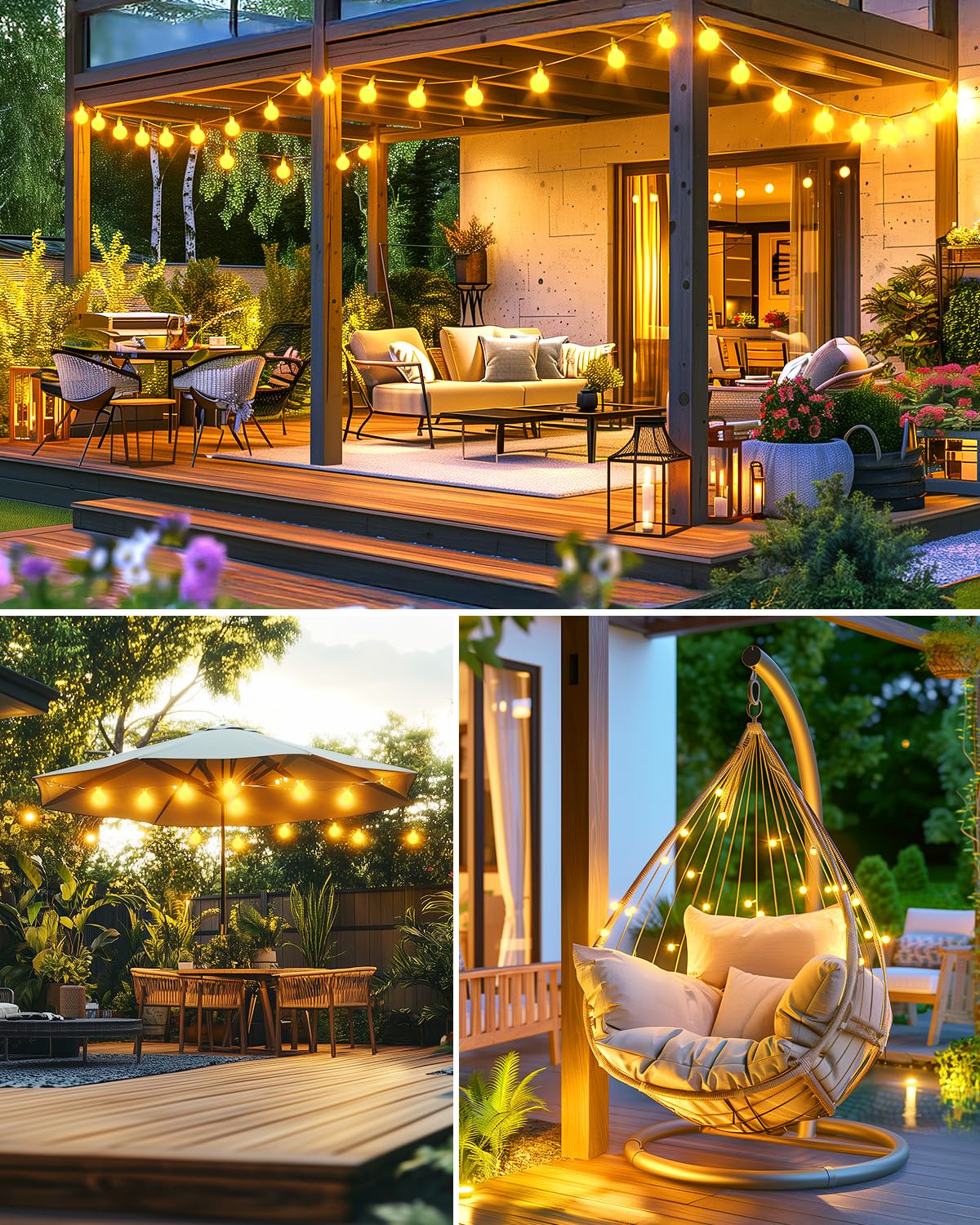 Brightown Solar String Lights Outdoor Waterproof, 19.6Ft 60 LED Globe Solar Patio Lights, 8 Modes Balcony Lights for Yard Patio Tree Canopy Party Camping Balcony Decor(Warm White)