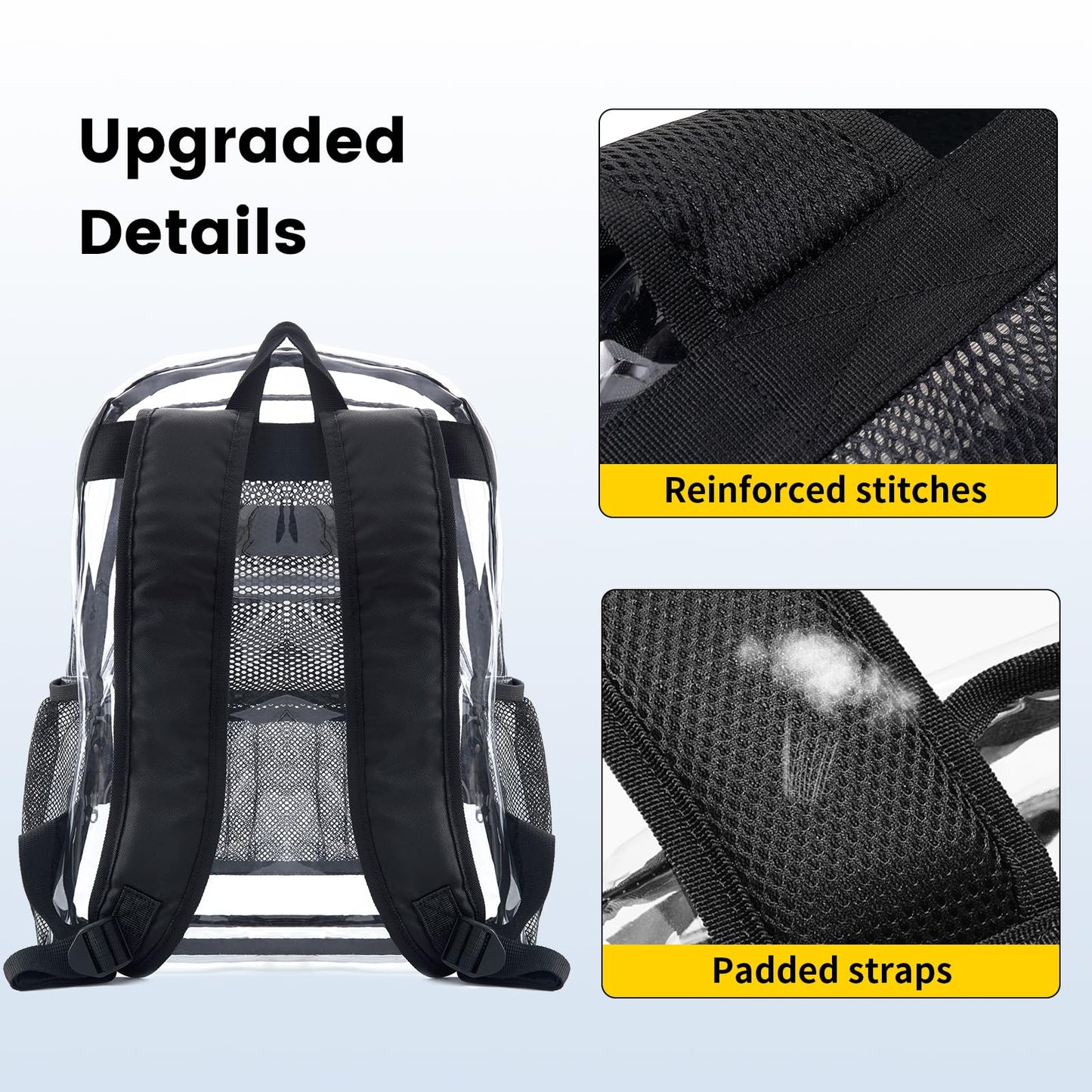 Vorspack Clear Backpack Heavy Duty PVC Transparent Backpack Extra Large Clear Backpacks with Reinforced Strap for College Workplace Security - Blue