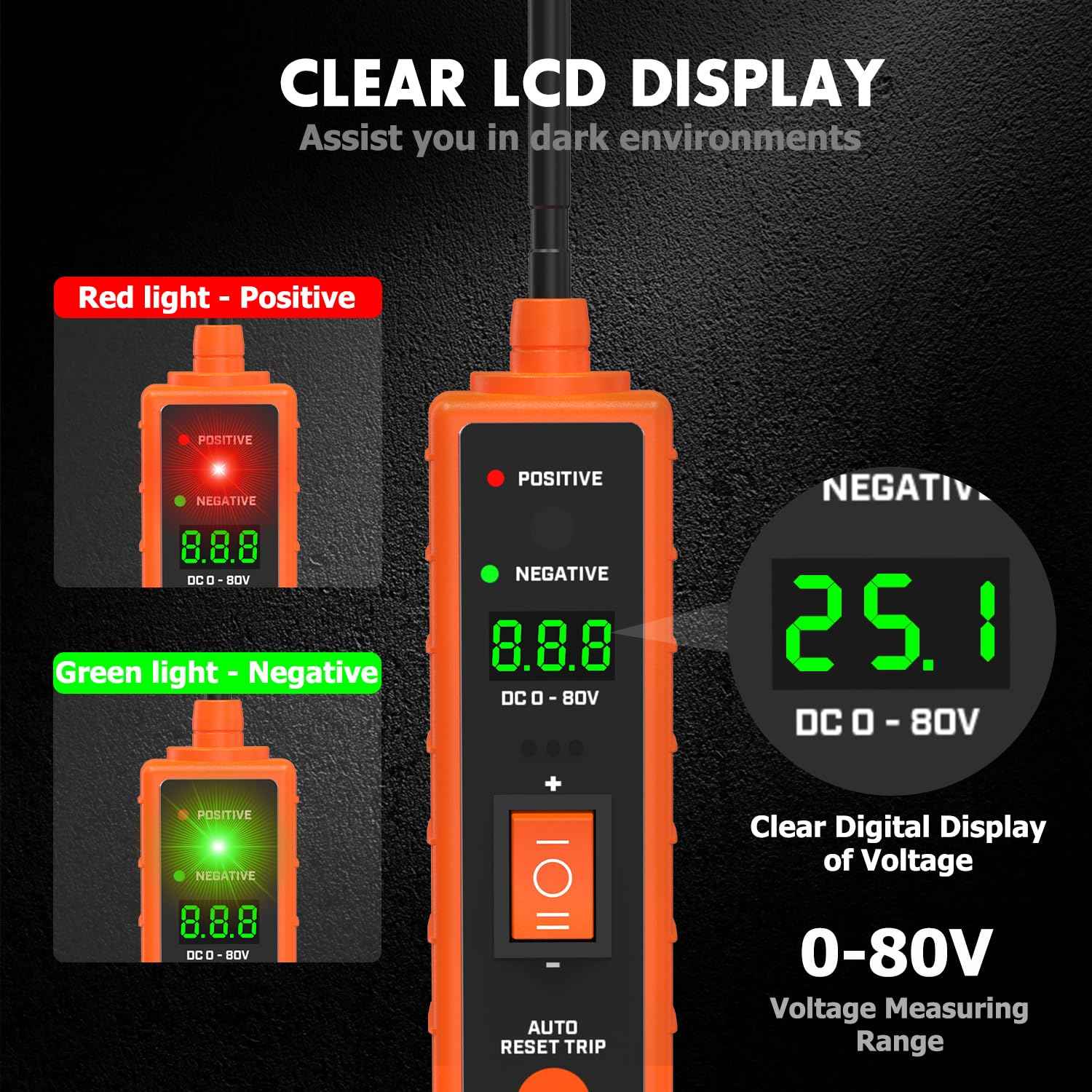 THIKPO Power Circuit Probe Tester Kit, 6V-24V DC Test Light, Automotive Circuit Tester Car Short Finder, Component Activation, Polarity Identify, Overload Protection, Voltage Tester 0.3v-80v