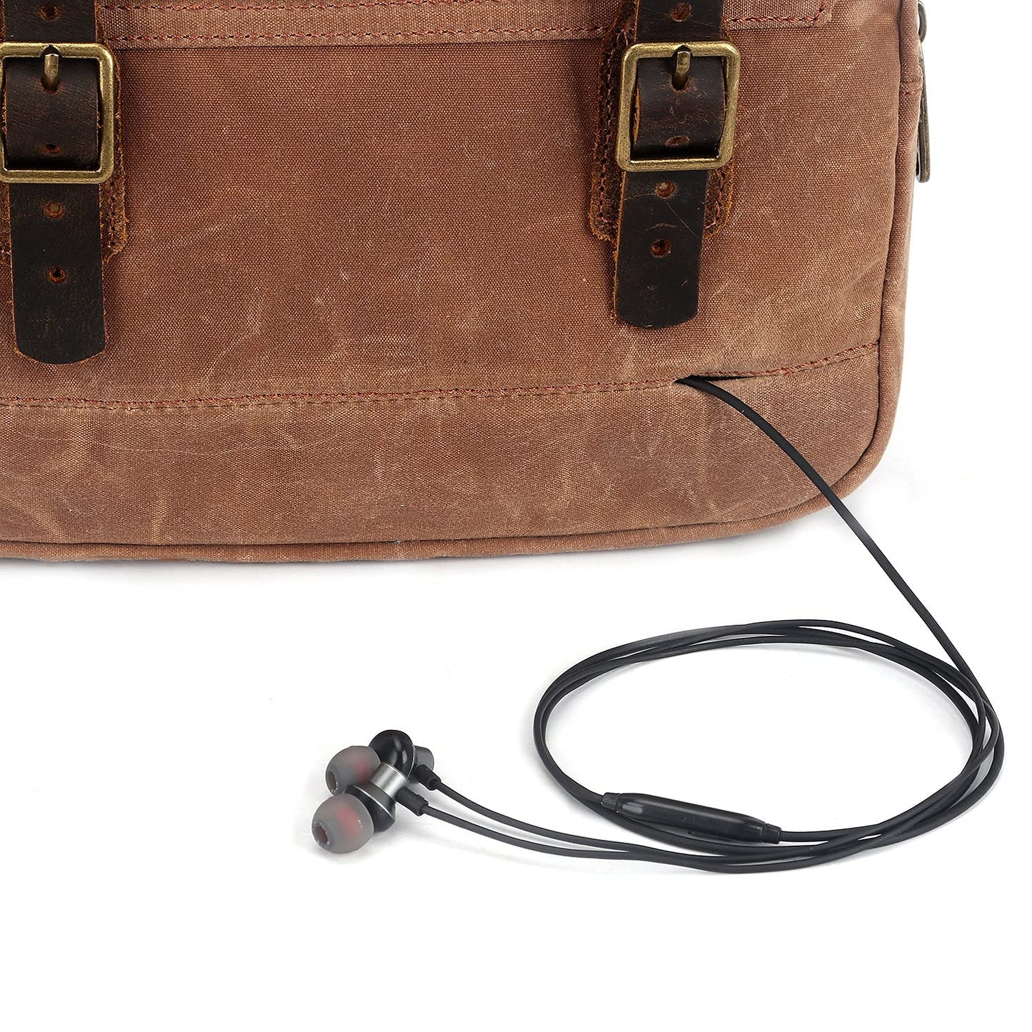 TOURBON Bike Bag Waxed Canvas Bicycle Handlebar Bag Zipper Closure Pouch Crossbar Front Frame Basket Cycling Saddebag Under Seat Strap-on Rear Rack Pannier (Khaki)