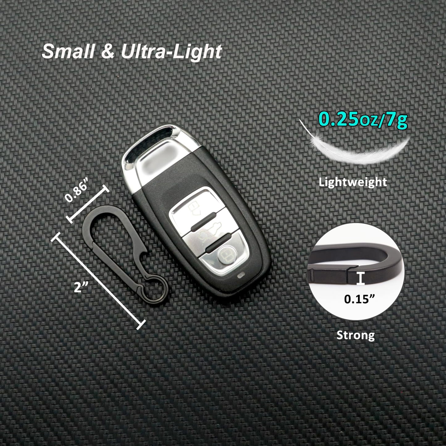 PJYTAC Titanium Carabiner for Keys Small Backpack Clip Black Heavy Duty Keychain Clips Anti-Lost Quick Release Key Chain Bottle Opener