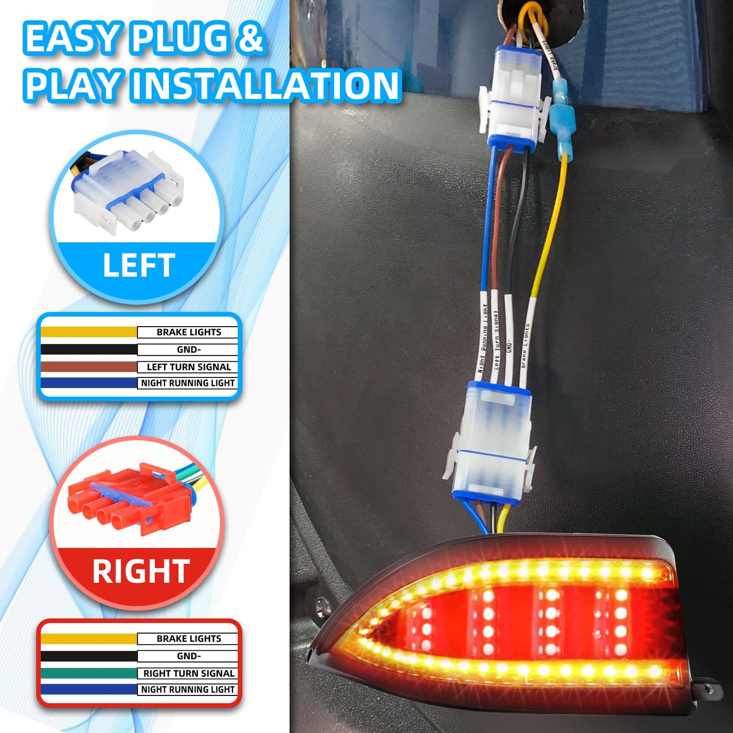 NOKINS Golf Cart LED Tail Lights for Club Car Tempo/Precedent, Deluxe Brake Light,12 Volt Universal Replacement Accessories Gas & Electric Models