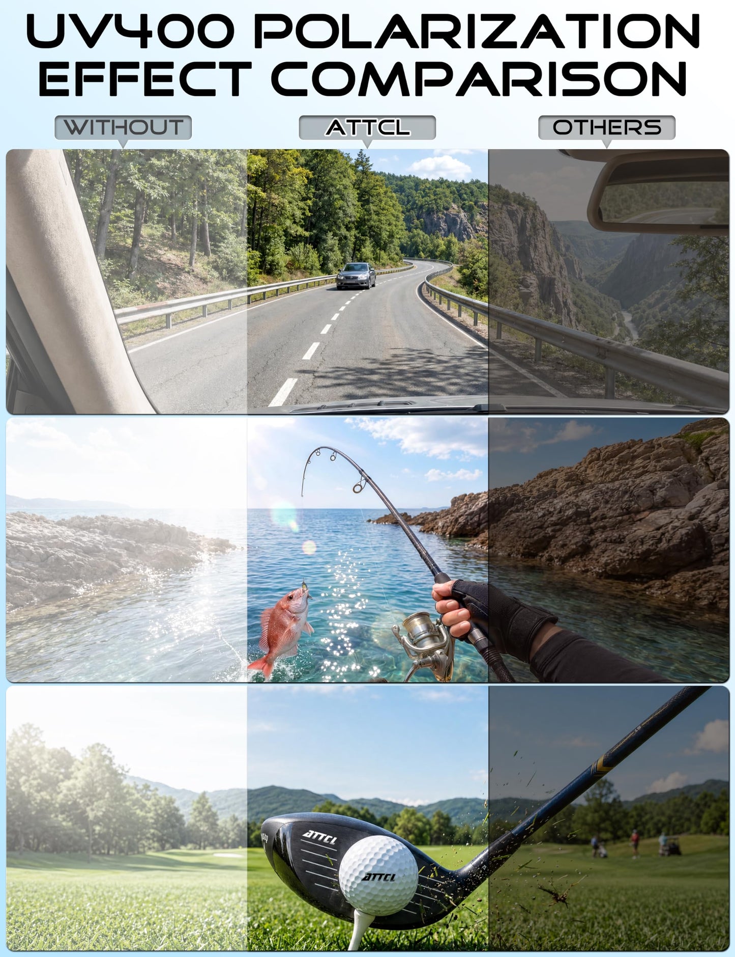 ATTCL Polarized Sunglasses Men for Driving: UV400 Protection Lightweight AL-MG Metal Rectangular Sun glasses Hiking Travel