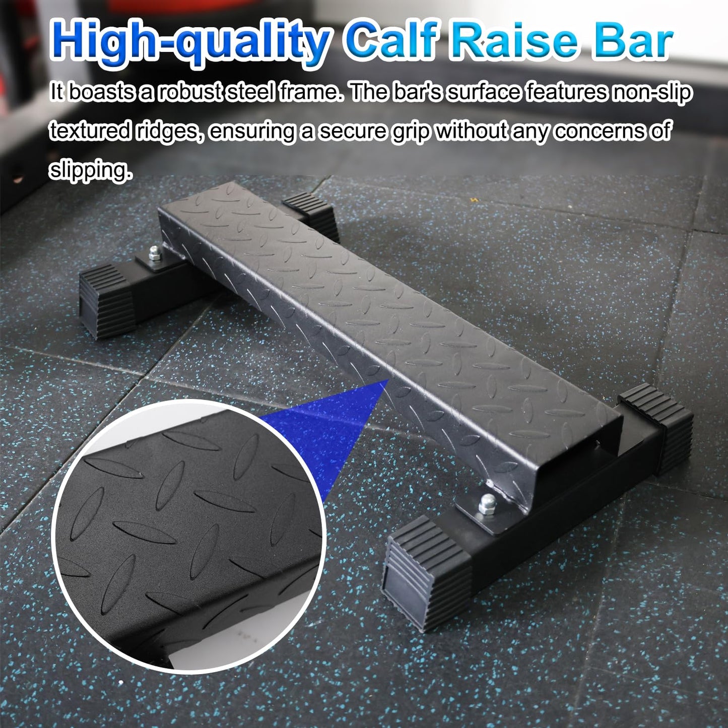 4.1-Inch High Steel Calf Raise Bar – Wide Calf Raise Machine for Stretching, Squats, and Foot Stretching – Anti-Slip Solid Steel Block for Enhanced Stability