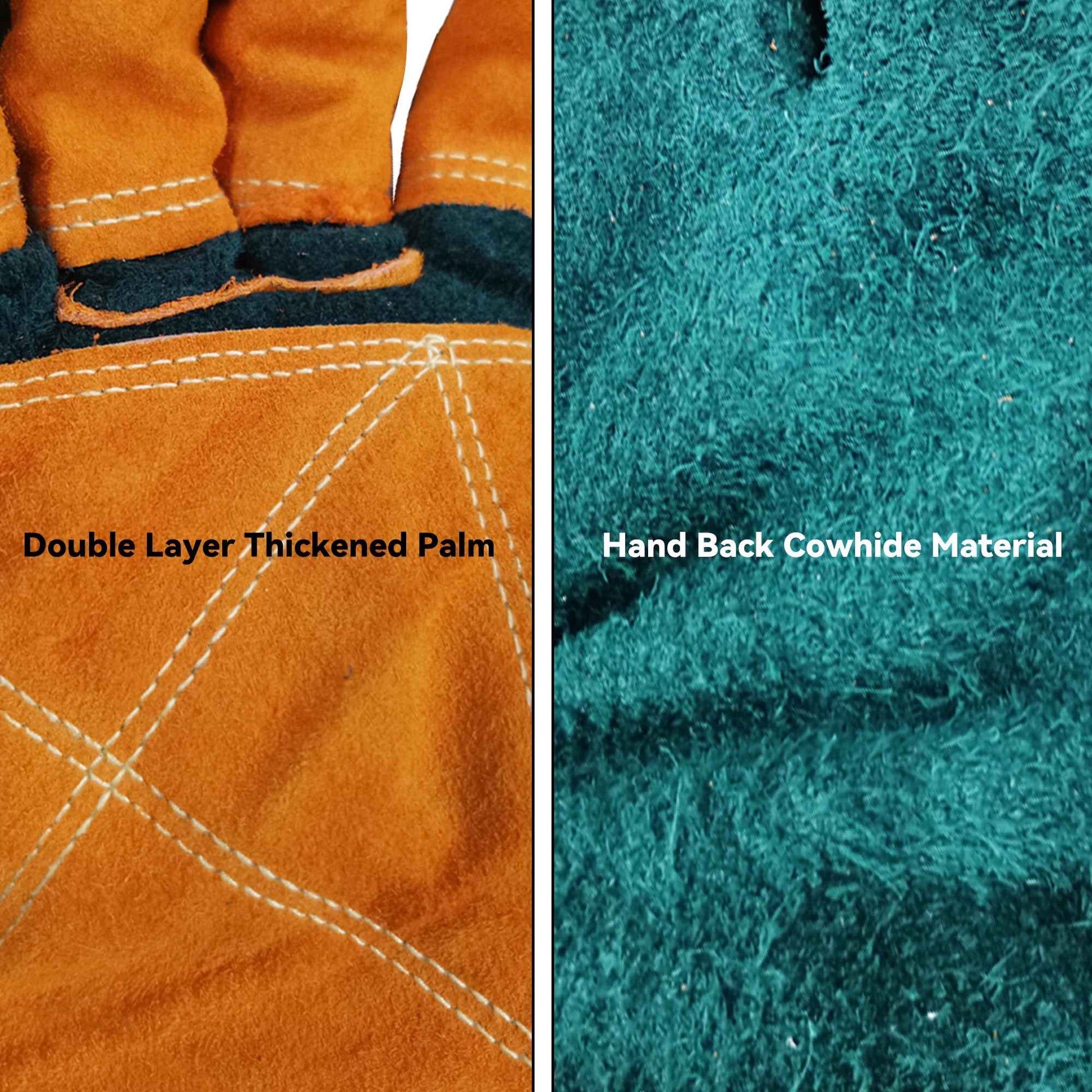 FelRelWel Animal Handling Gloves,23.6" Long Sleeves Gauntlet,Safety Work Glove, Cowhide Leather Anti Bite Glove Confront Pet Cat Bird Bite,Proof Gloves for Dogs Training, Dark Green,1 Pair