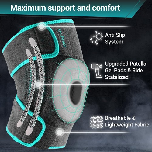 Dr. Brace Elite Knee Brace - Maximum Support with Side Stabilizers & Patella Gel Pads | Medium Earth Color