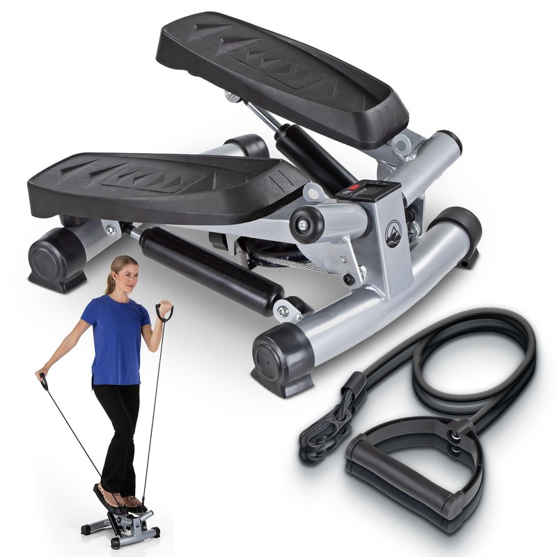 Portable Stair Stepper Exercise Machine with LCD Monitor and Resistance Bands – Compact Home Gym Stair Climber for Cardio, Strength, and Full-Body Workouts by Wakeman