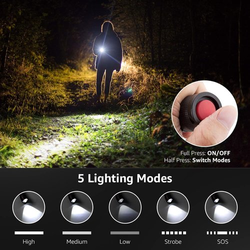 Lepro LED Flashlight - High Lumens, 5 Lighting Modes, Waterproof & Zoomable | 2 Pack for Camping & Emergencies