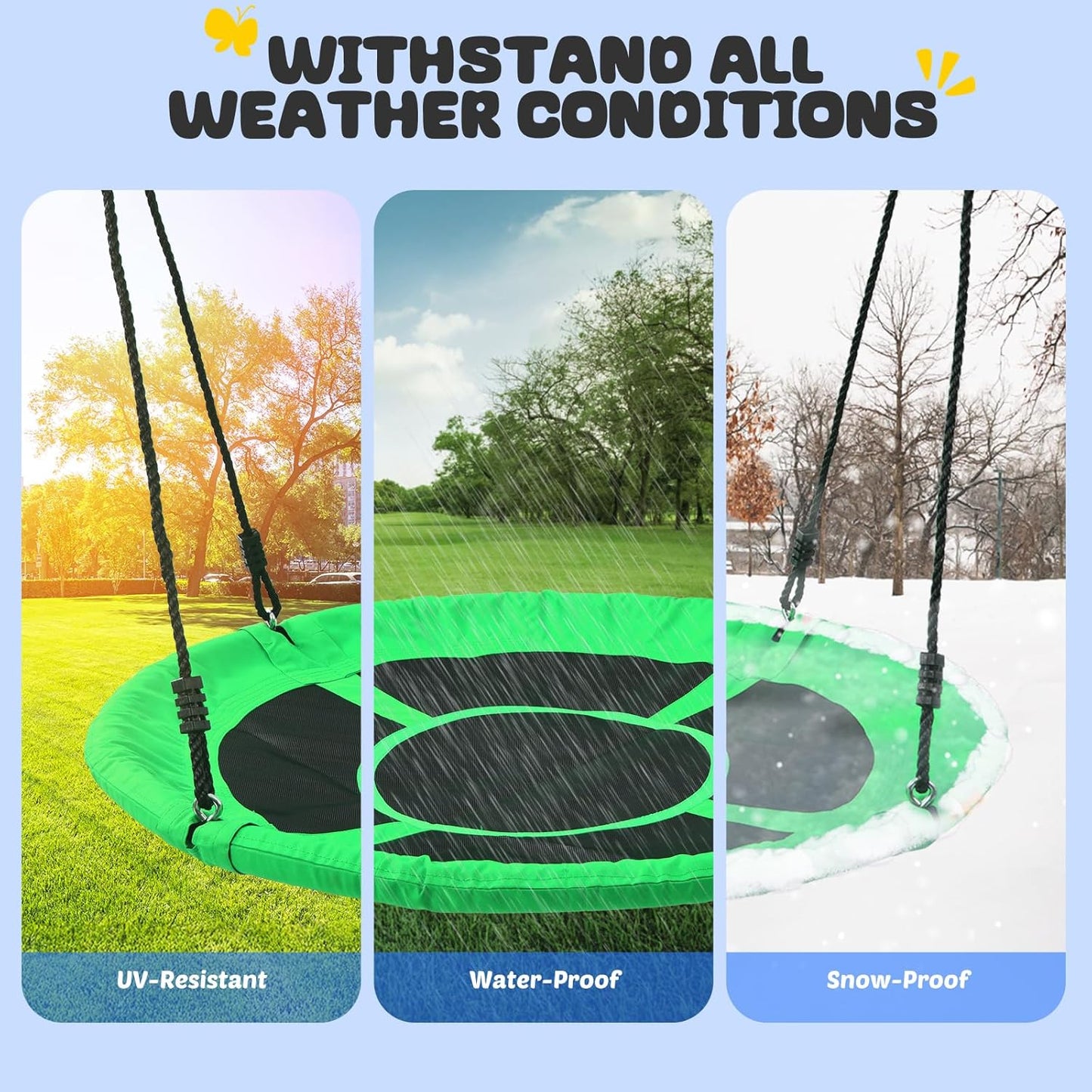 Trekassy 40-Inch Saucer Tree Swing - 700lb Capacity, Waterproof 900D Oxford, Includes 2 Hanging Straps