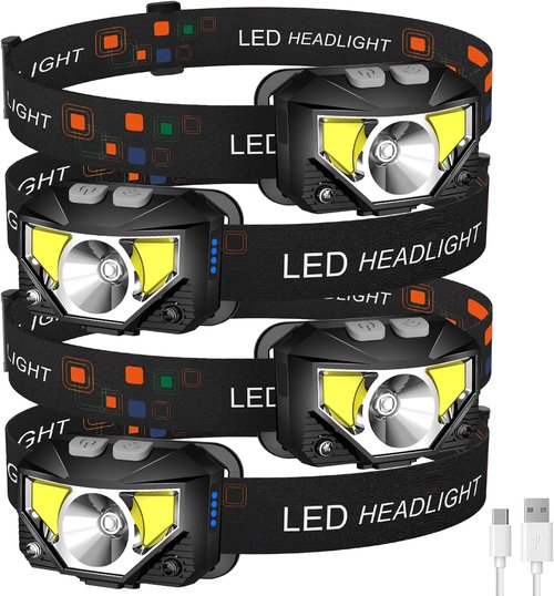 LHKNL Rechargeable Headlamp Flashlight - 1100 Lumen Brightness | 6-Pack Set for Outdoor Use