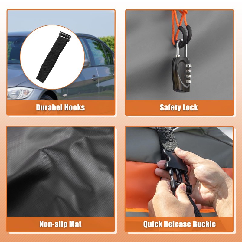 X AUTOHAUX 1000D PVC Waterproof Car Roof Bag Rooftop Cargo Carrier Bag Waterproof Luggage Carriers for Cars with or without Rack Anti-Slip Mat 6 Door Hooks Set - 20 Cubic Feet