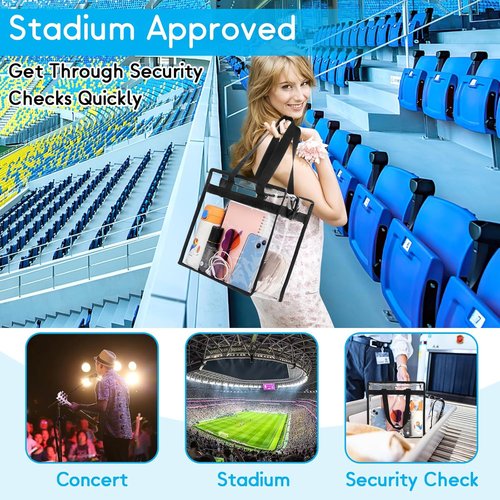 Hoiny Clear Stadium Bag - Large 12x6x12 Transparent Tote for Concerts, Gym & Sports Events