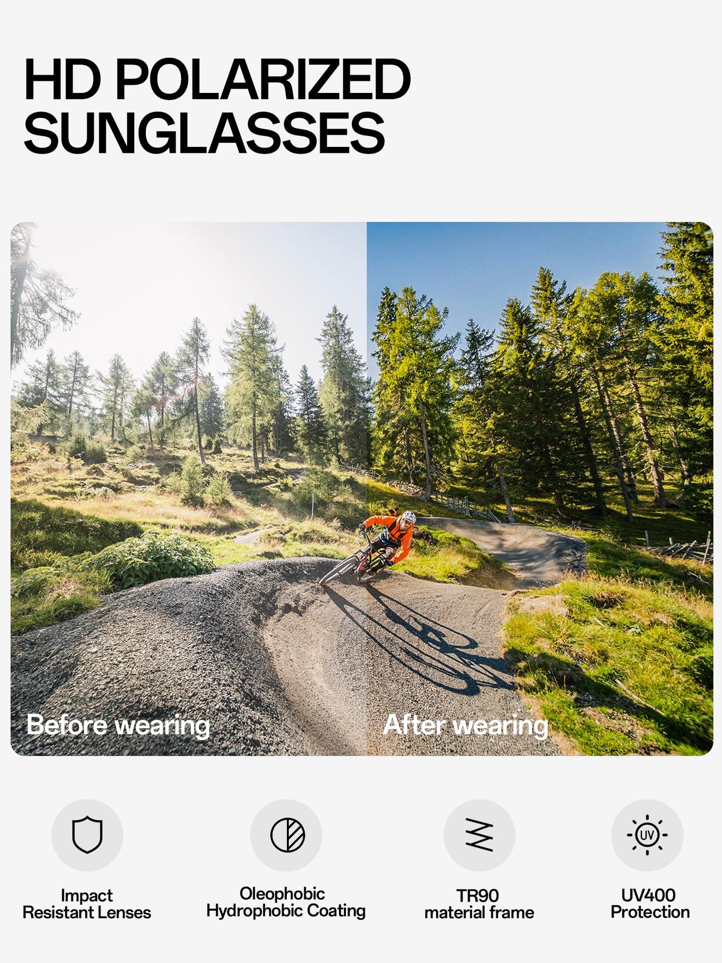 KAPVOE Polarized Cycling Glasses with 4 Interchangeable Lenses TR90 Sports Sunglasses Women Men Running MTB Bike Bicycle Accessories 01 Red Black