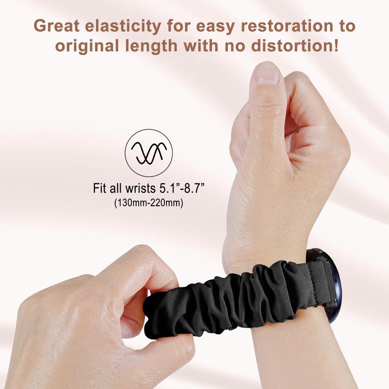 Stretchy Scrunchie Bands Compatible with Garmin Vivoactive 5/6, 20mm Nylon Sport Elastic Band for Venu/Sq/Sq 2/2 Plus/Vivoactive 3/Forerunner 165/55/245 Music for Women Men（3 Pack ）