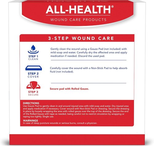 All Health Rolled Gauze Pads - 3" X 2.5 Yds for Wound Care | White, 10 Count