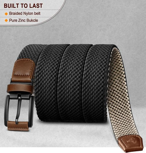 BULLIANT Men's Reversible Golf Belt - Stretch Braided Design | Perfect Gift, 1 3/8" - 2" Size