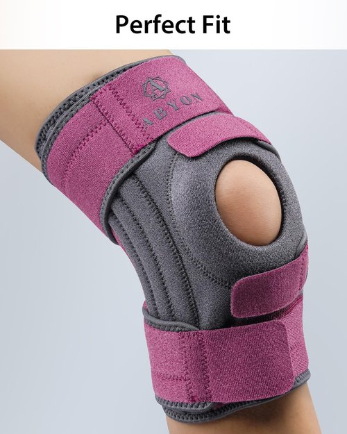 ABYON Knee Brace for Women & Men Meniscus Tear, ACL, Arthritis, Knee Support with Triple Side Stabilizers and Adjustable 360° Wraparound Strap for Maximum Knee Pain Support and Fast Recovery - Please Check How To Size Video