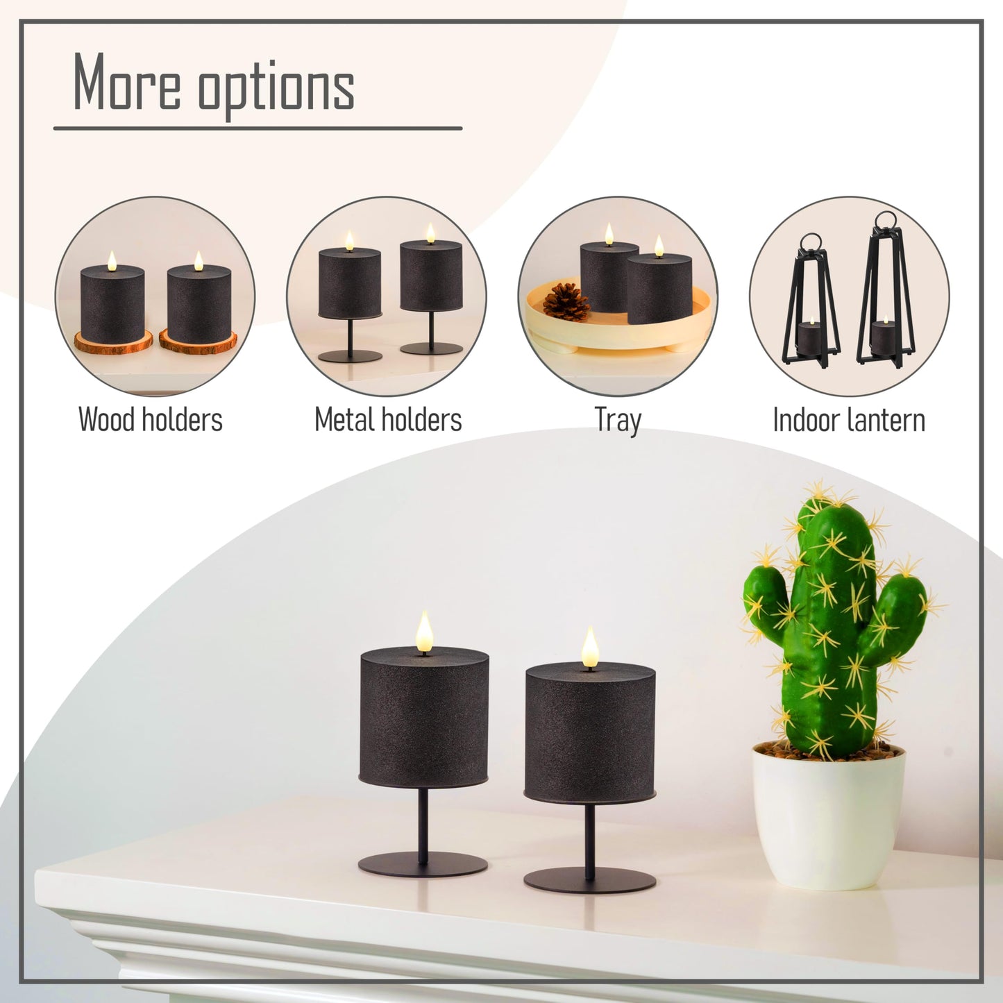 smtyle Halloween Black Flickering Flameless Candles Home Decor Battery Operated with None-Moving Wick LED Pillar Candle 3 x 3 inch Gothic Home Decorations