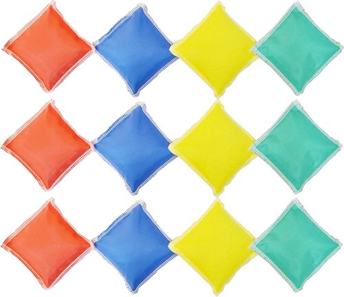 GSi Mini Bean Bags & Rainbow Play Parachute Set - 12 Pack for Kids' Physical Education & Outdoor Fun