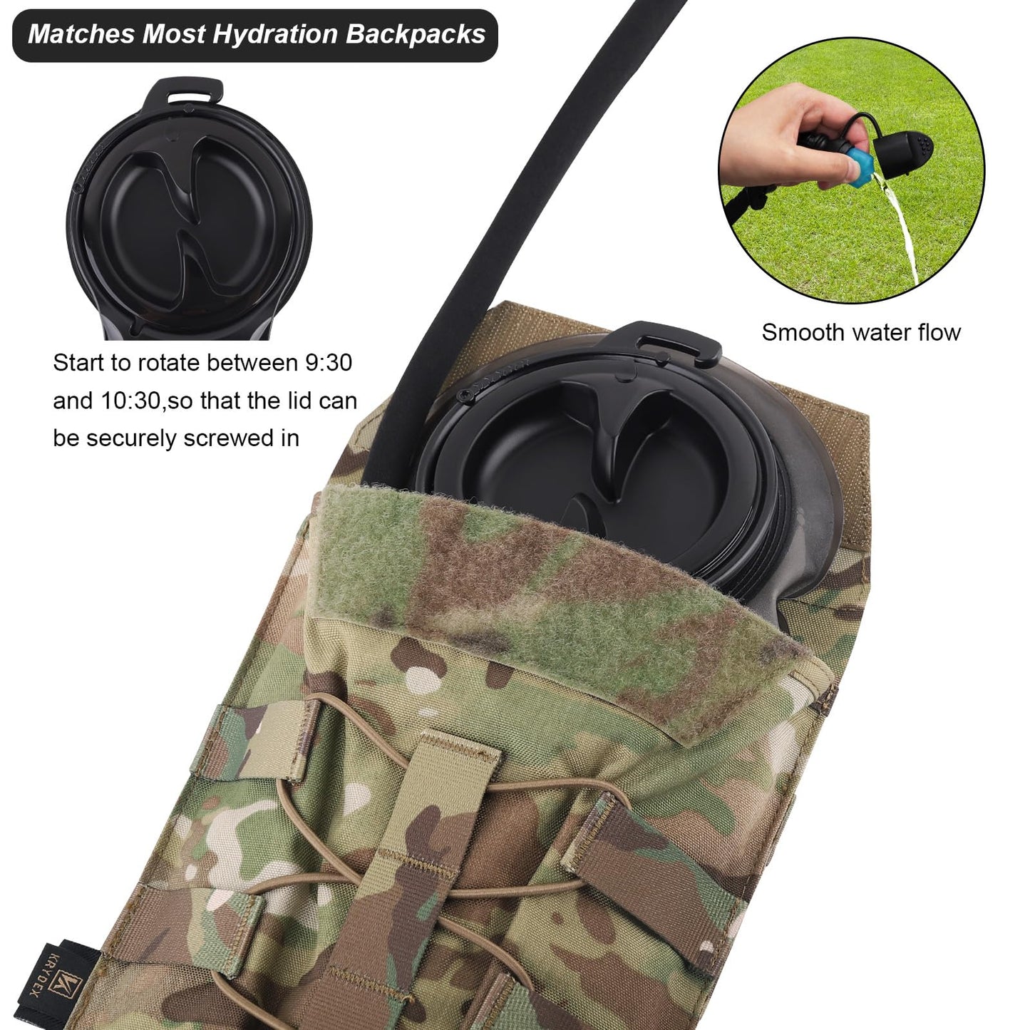 PETAC GEAR 1.5L / 3L Tactical Hydration Pack，Molle Carrier Pouch for 50 oz /100 oz Hydration Bladder Daypack Water Backpack.