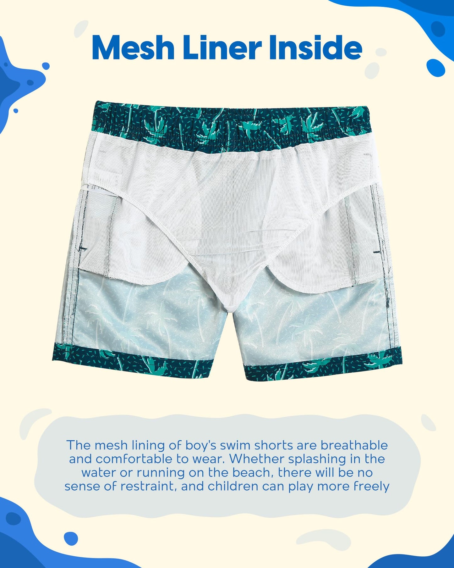 maamgic Boys Swim Trunks Toddler Swim Shorts Little Boys Bathing Suit Swimsuit Toddler Boy Swimwear,Tree-Navy Blue,10 T