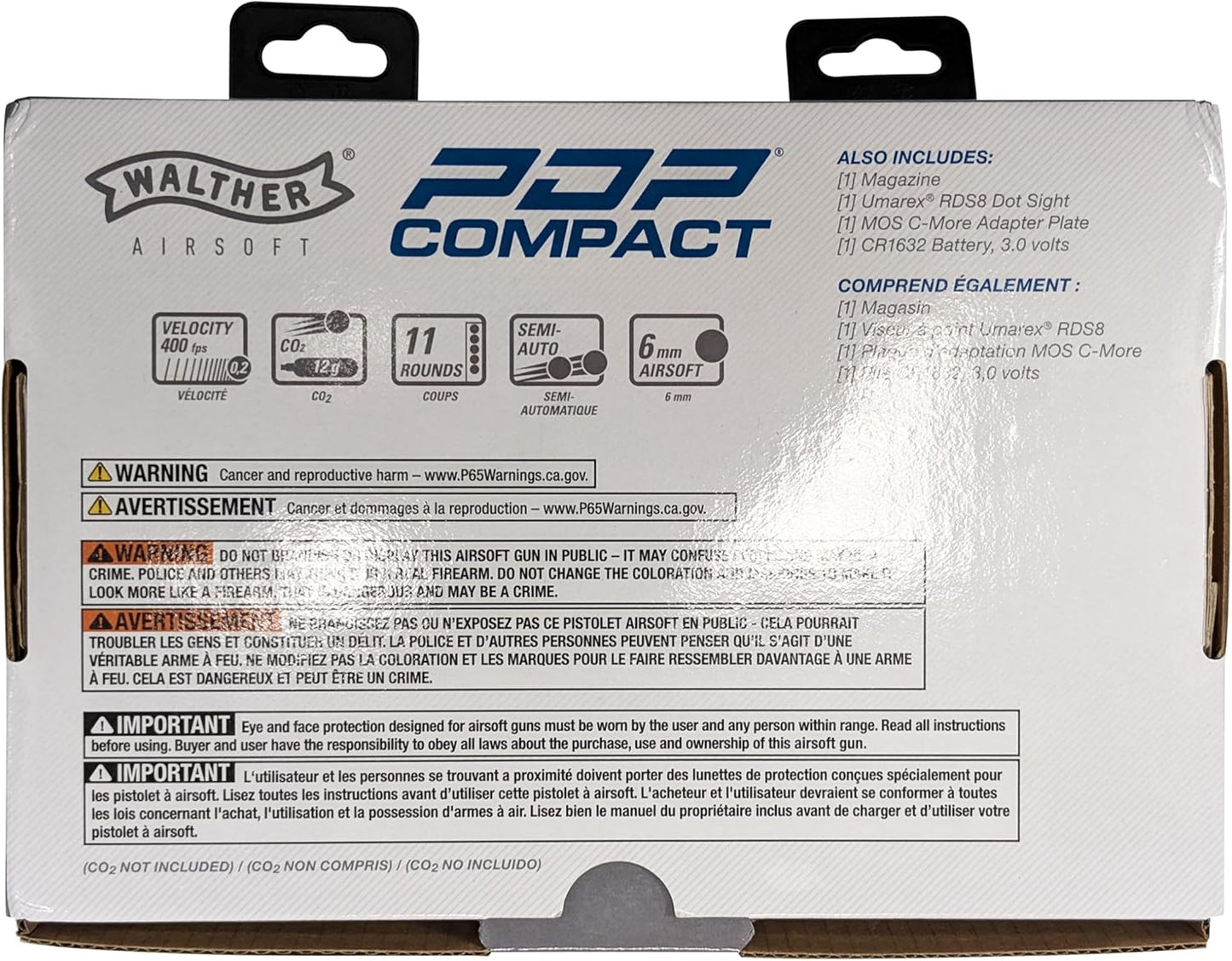 Walther PDP Compact Airsoft Gun - Optics-Ready 6mm BB Pistol with RDS8 Red Dot Sight