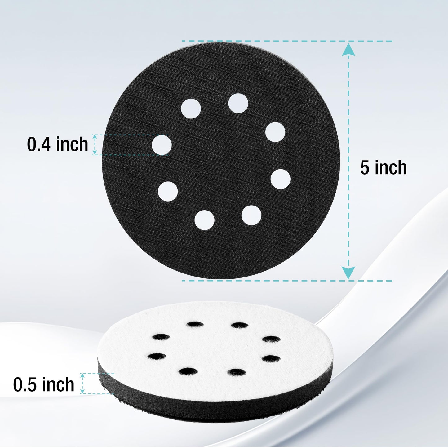 WORKPRO 5 Inch Orbital Sander Interface Pads and Sanding Discs, 3 Foam Buffer Pads & 3 Grit Sandpaper (80/120/240), 8 Hole Hook and Loop Soft Cushion Sponge Backing for Sander