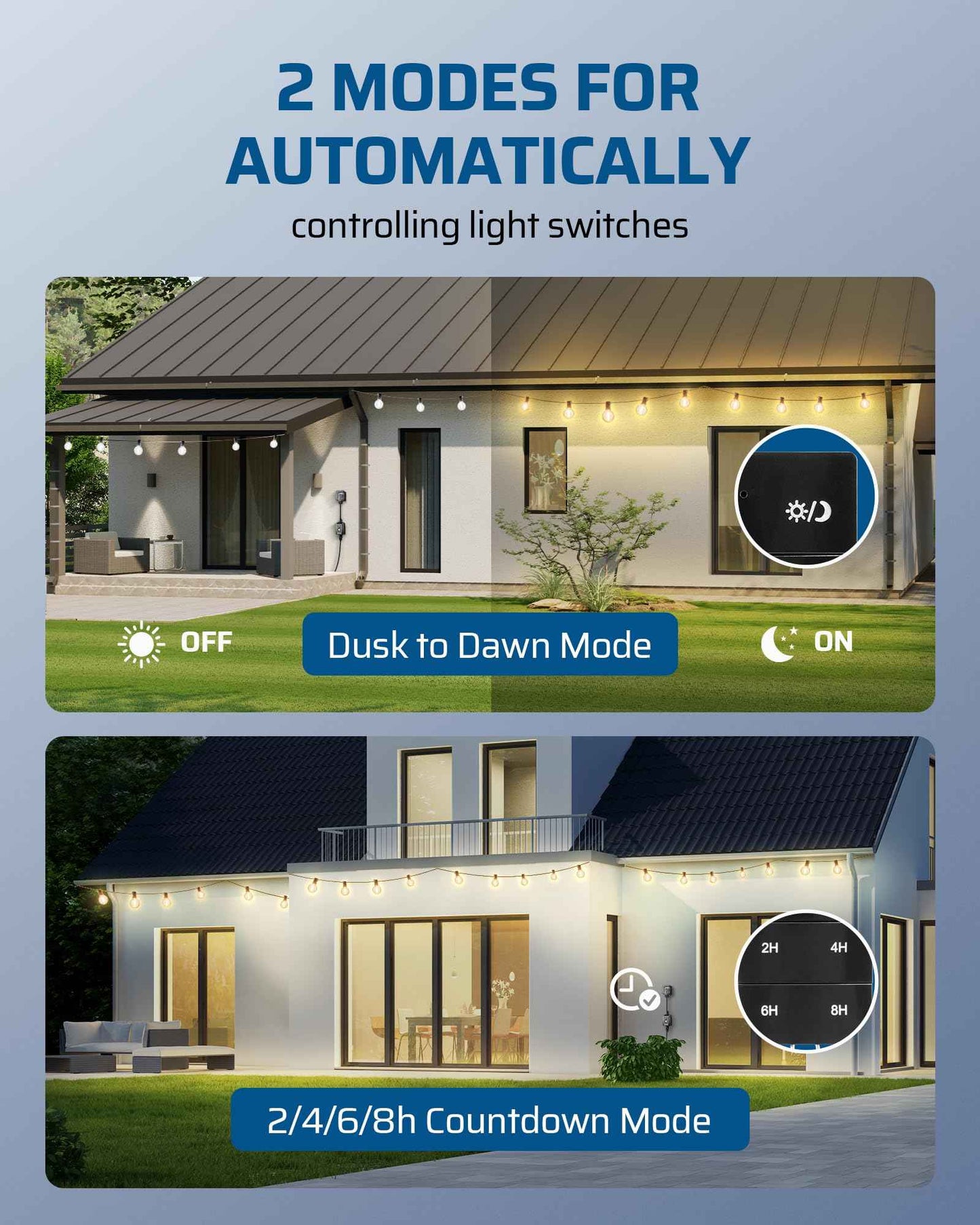 DEWENWILS Dusk to Dawn Dimmer Plug, 100FT Conrtrol Range Dimmable Timer, Compatible with Dimmable LED/Tungsten Bulbs, Waterproof Outdoor Dimmer for String Lights, Christmas Lights, FCC Certified