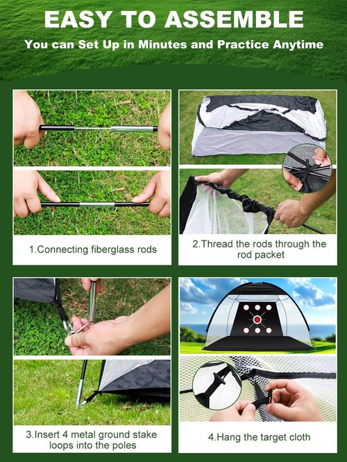 Golf Net,10x7FT 6 Target Practice Net，Hitting Aid for Backyard Driving Chipping Training Swing with Target Hitting Mat Balls for Outdoor Indoor, Gifts for Men Golf Accessories