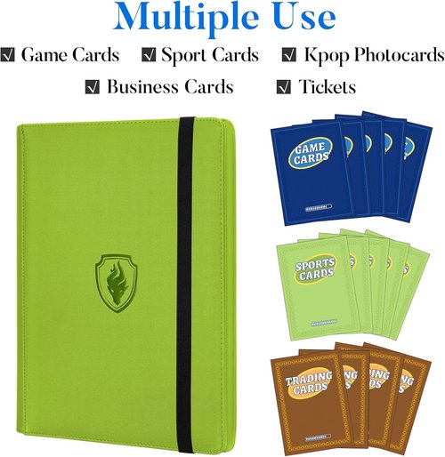 Fabmaker Premium 9 Pocket Card Binder - Sturdy Collection Album for 360 Cards | Sleek Green Design