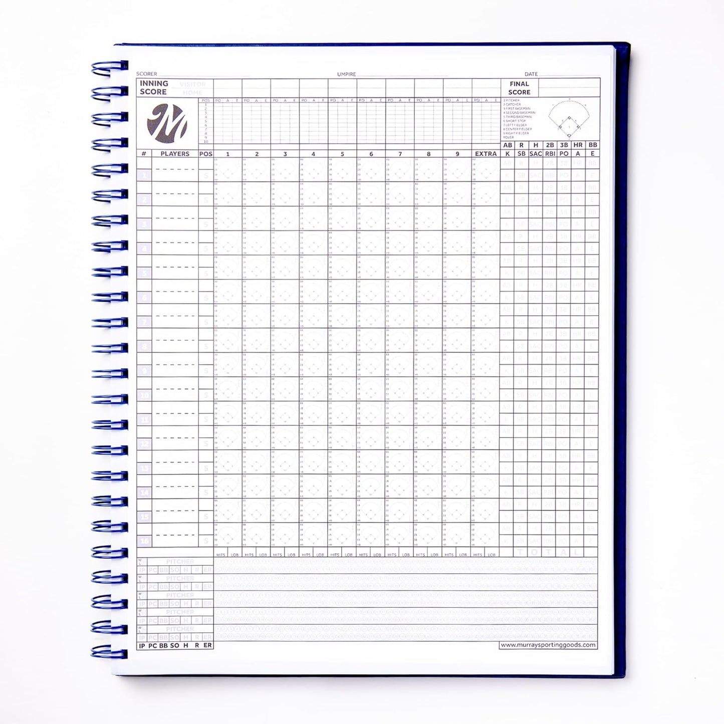 Murray Sporting Goods Premium Baseball Softball Scorebook - Track 60 Games | Stats Keeper for All Ages