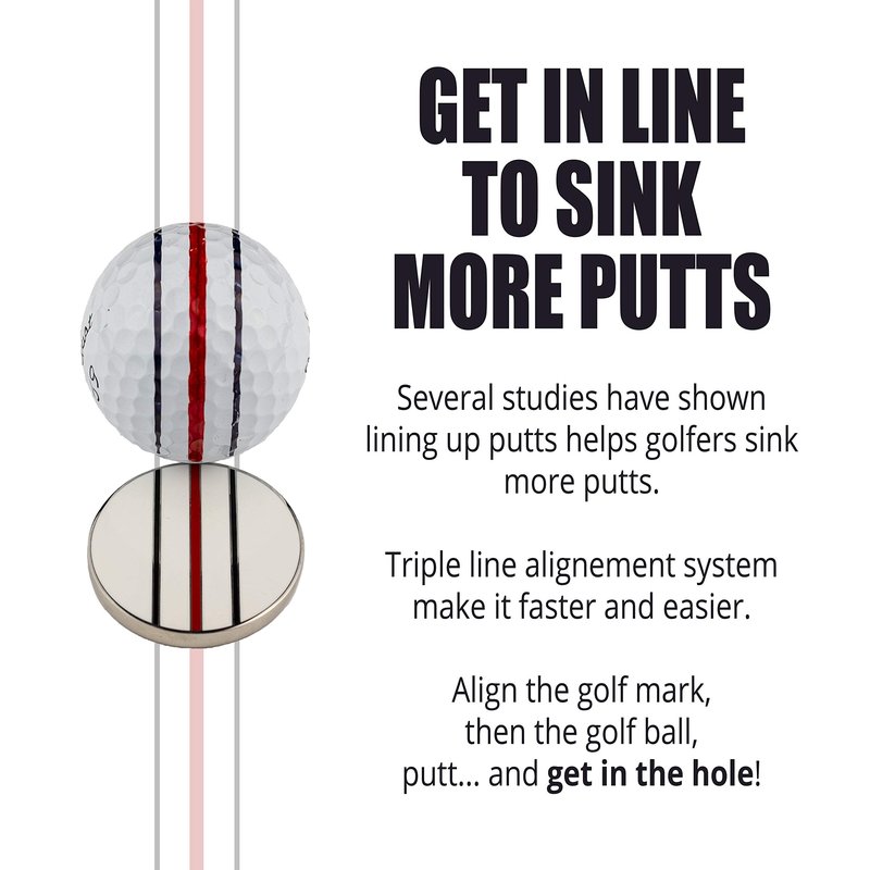 59Golf - Golf Ball Triple line Marker + Permanent Markers (red and Black + Poker chip)