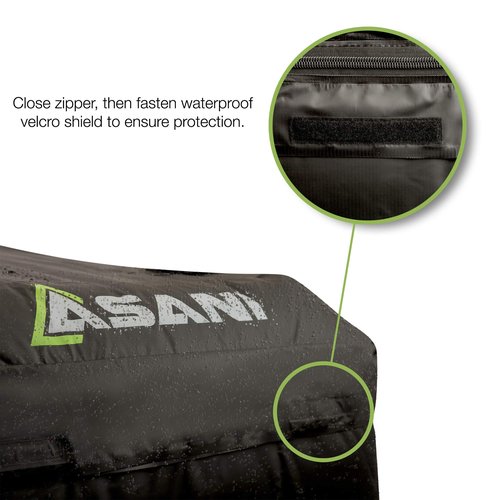 Asani Waterproof Car Roof Top Cargo Carrier Bag with 8 Heavy-Duty Straps and Buckles | Weatherproof Luggage Roofbag for Rooftop Racks | Car Topper Bag for Sedan, SUV, Vans & More (15 Cubic Feet)