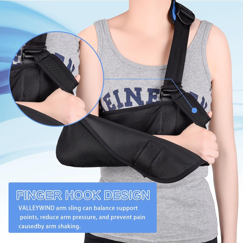 VALLEYWIND Arm Sling, Shoulder Immobilizer for Hand, Shoulder, Elbow, Wrist Injury, Versatile Arm Support with Foam Neck Pad Fits for Left Right Arm Women Men (L)