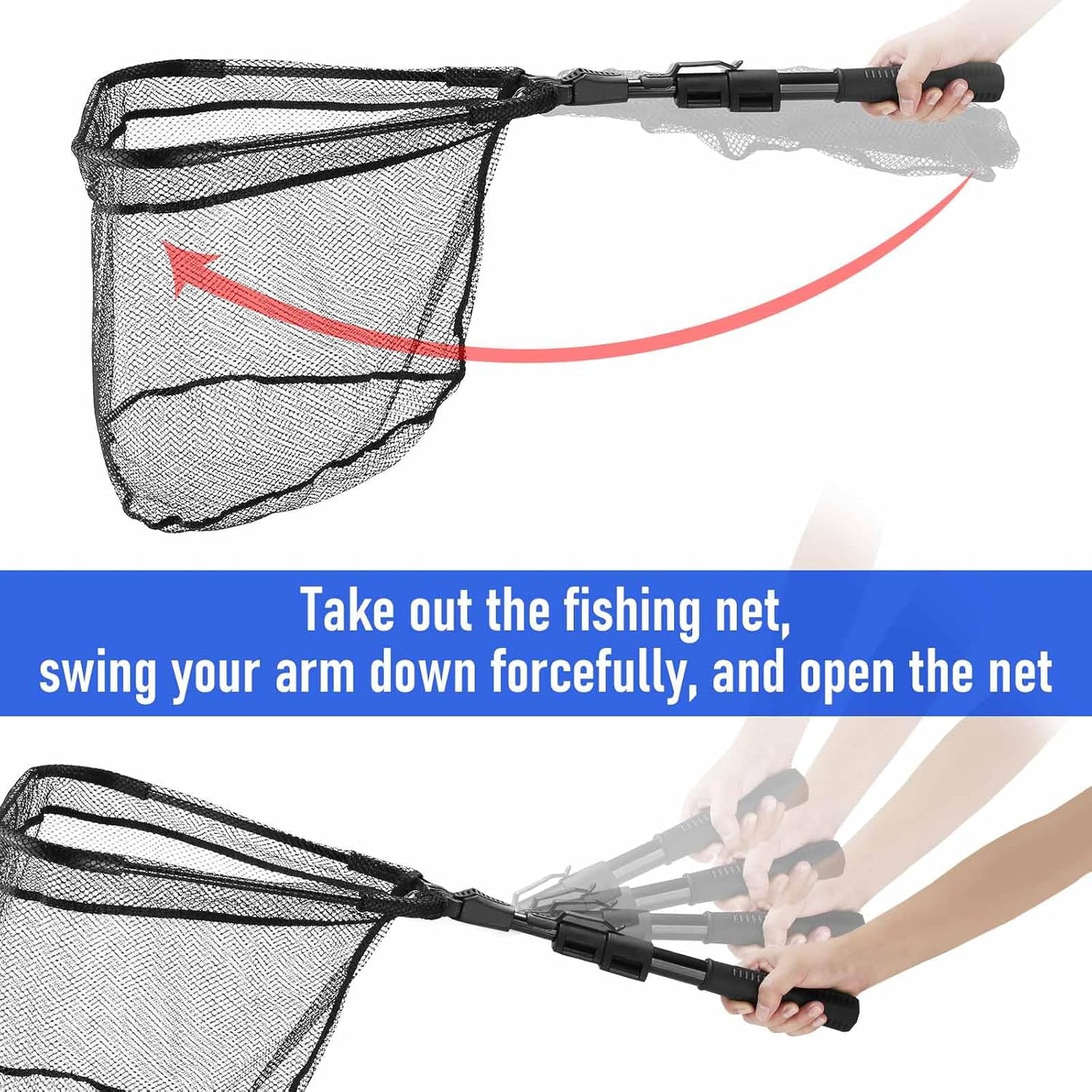 Skiennix Telescoping Fishing Net - Durable Folding Design for Easy Transport & Storage | Compact for Kids & Adults