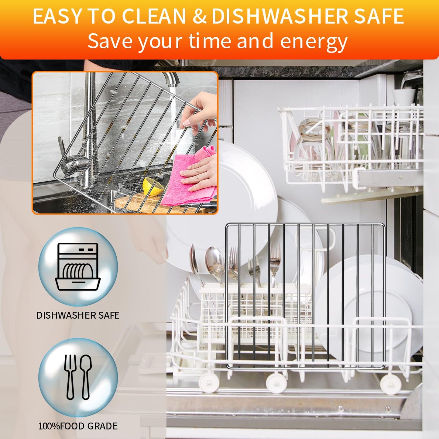 GWY Air Fryer Wire Rack for Ninja Foodi 13 in 1 SP351 SP301 Air Fry Countertop Toaster Oven, 13.5''×12.3'' Stainless Steel Air Fryer Replacement Parts Accessories Roasting Steamer Grill Racks Tray