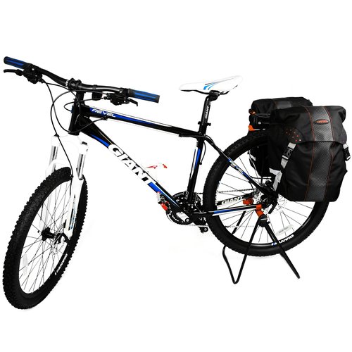Ibera Bicycle Bag PakRak Clip-On Quick-Release All Weather Bike Panniers (Pair), Includes Rain Cover , Black