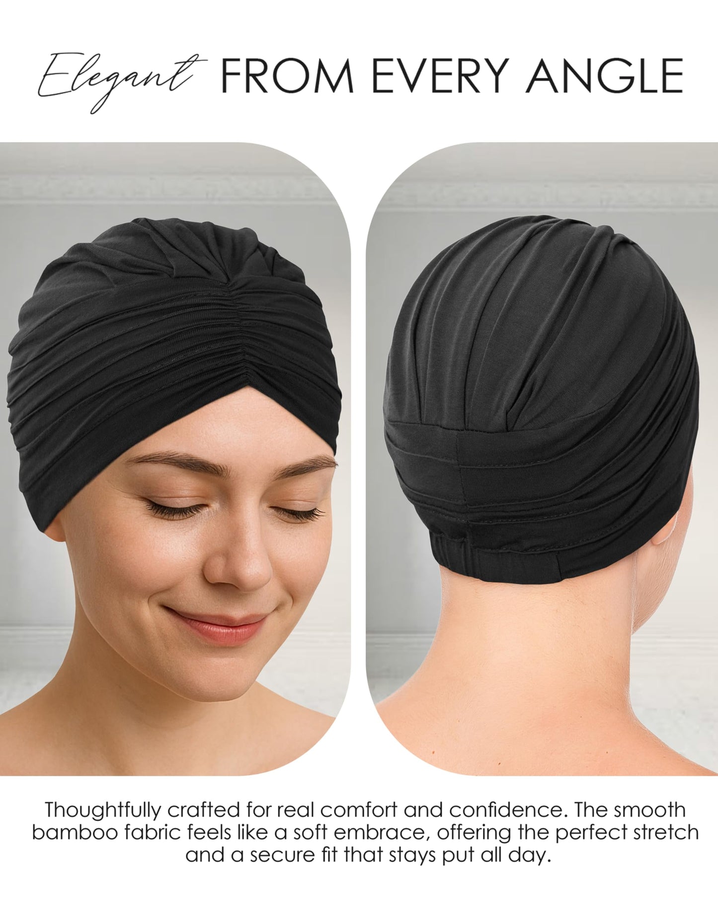 CAPLORD Elegant Head Scarf for Women with Cancer - Soft Chemo Headwear, Turban Hats, Head Coverings & Caps - Breathable Bamboo Head Wraps for Chemo Patients - Stylish Hair Loss Solution