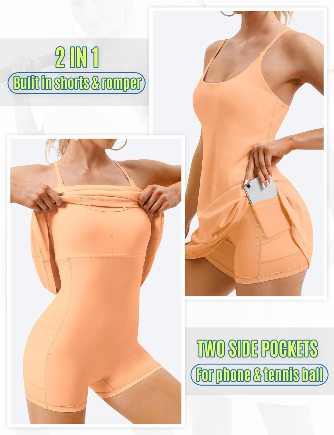 Skiennix Women's Tennis Dress - Athletic Dress with Built-In Bra & Shorts Pockets | Perfect for Summer Workouts